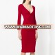 Hot Sale New Design Women's Long Sleeve Slim V-neck Sexy Career Women Fashion Dress For Office