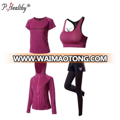 New gym suit absorb sweat quick dry outdoor running fashion sports suit four pieces Yoga suit