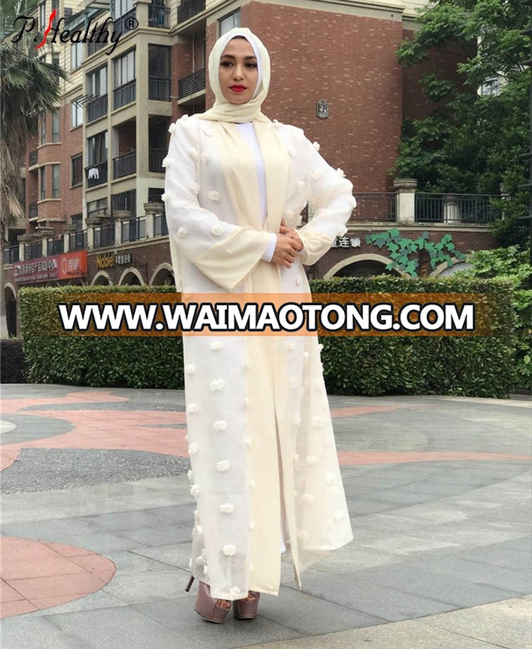 new design women hot sale liffle fur plain color muslim long coat abaya